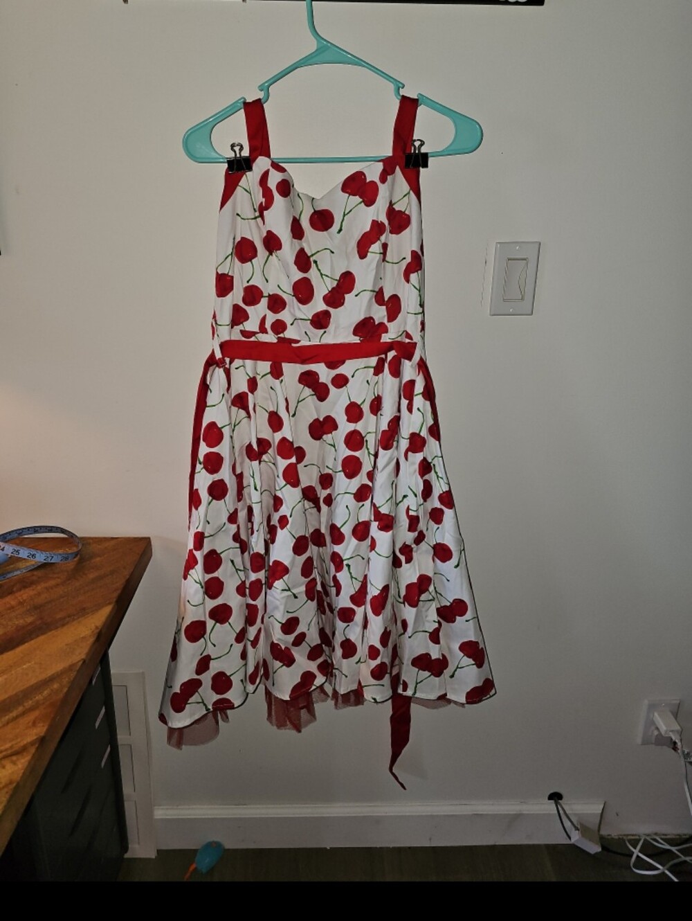 Hearts & Roses H&R London white and red cherry pinup dress US 14